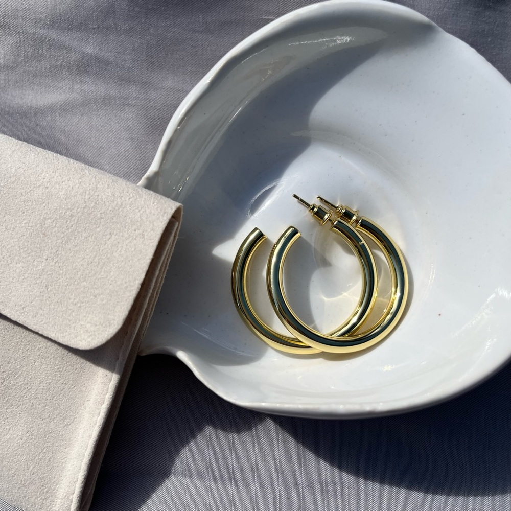 Large Gold Plated Hoop Earrings